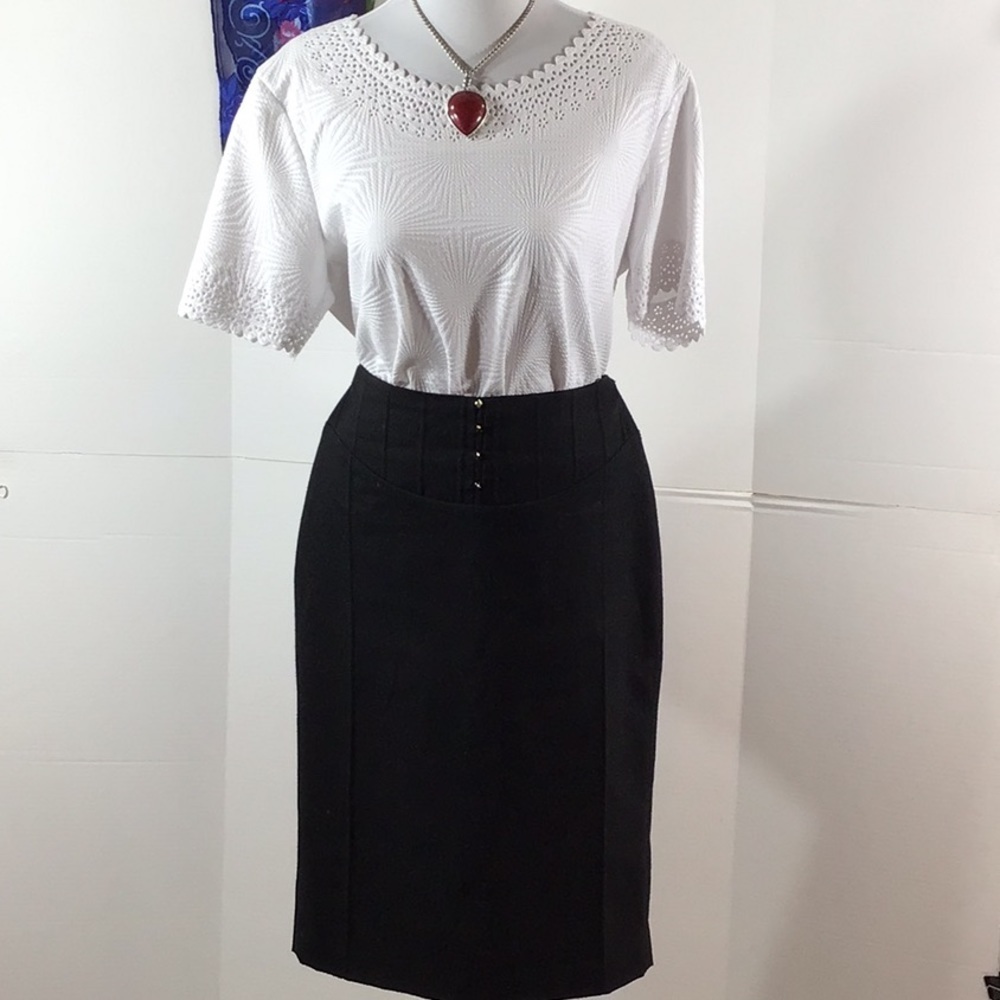 Rebecca Taylor dark gray wool blend pencil skirt 2